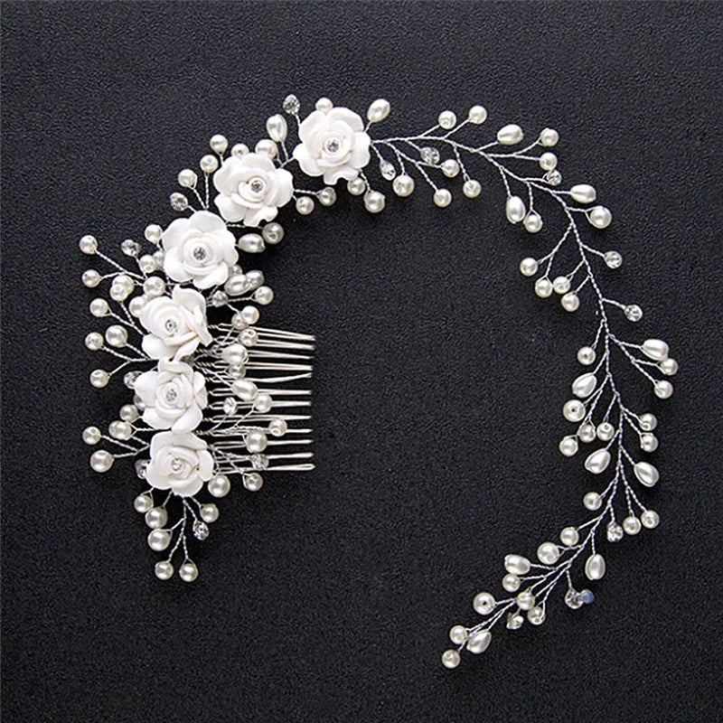 Made Hair Color Pearl Wedding Hair Combs Hair Accessories for Bridal Flower Headpiece Women Bride Hair ornaments Jewelry