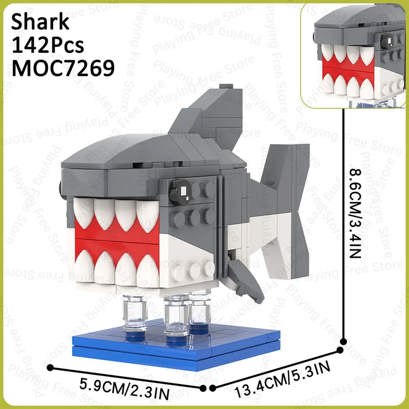 MOC Animal Brick Cat Shark Easter Bunny Deer Rabbit Compatible Building Blocks Set Assembly Toys For Children Adult Friends Gift