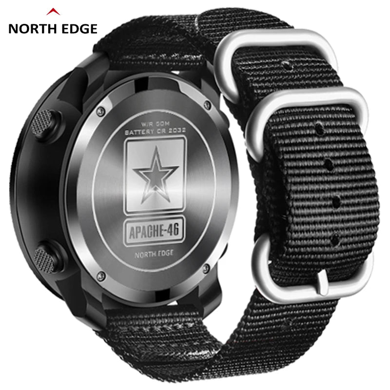 NORTH EDGE Men Digital Watch Military Army Sports Watches Waterproof 50M Altimeter Barometer Compass World Time Wristwatch Mens