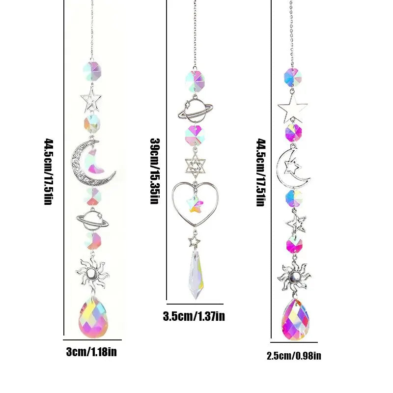 1 Pc Galaxy Star Moon Crystal Wind Chime Pendant for Home Decor Outdoor Garden Suncatcher Holiday Party Supplies