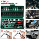 46pc 1/4inch Drive Ratchet Socket Set Wrench Set with Sockets Metric Hex Bit Socket Set Repair Handing Tool Kits for Home Auto