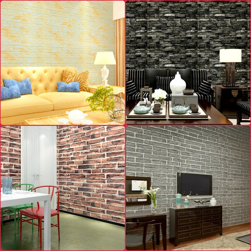 3D Waterproof Wall Stickers 38.5cm*35cm Self-adhesive Panels PVC Living Room Decoration Home Brick Pattern Foam Wallpaper