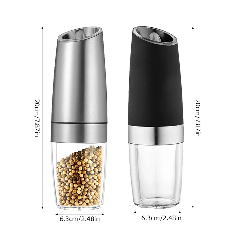 Gravity Induction Electric Pepper Grinder Automatic Sea Salt Pepper Grinder Stainless Steel Mill With Adjustable Thickness