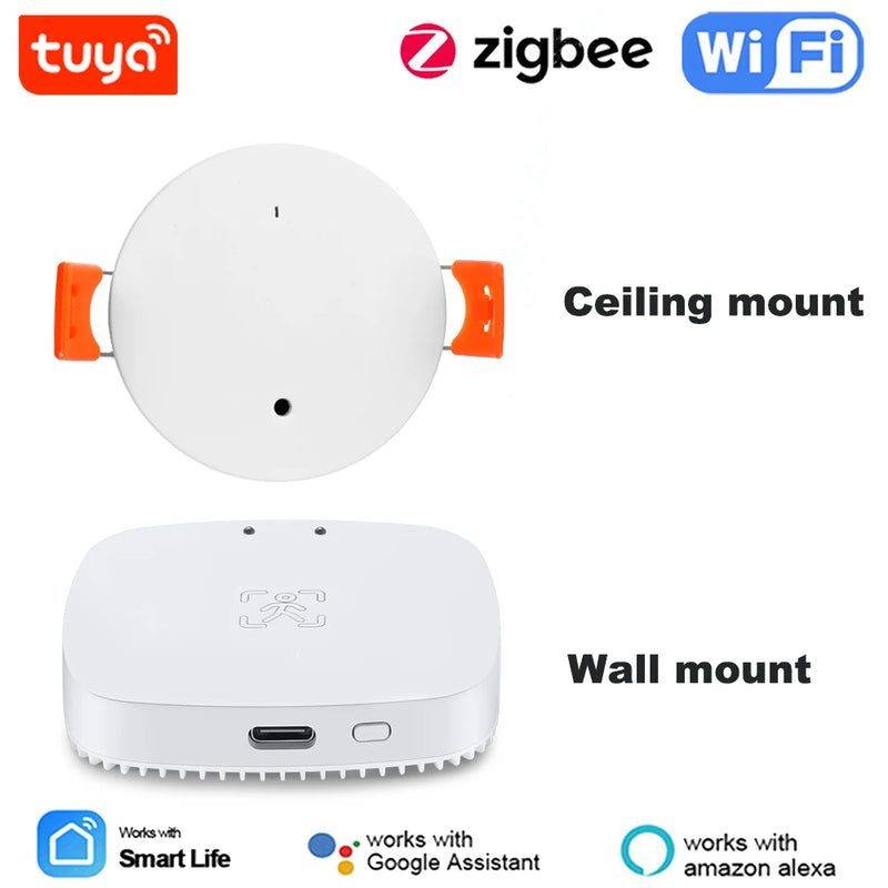 Tuya Smart WiFi/ZigBee Human Presence Detector Wave Radar Detection Sensor Light Luminosity 2 IN 1 Function Remote Monitor