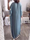Dubai Türkei Muslim Abaya Kleid Damen Boho Sommer Quaste Marokkanischer Kaftan Strandkleid Islamische Kleidung Lange Kleider Ropa Lange Roben