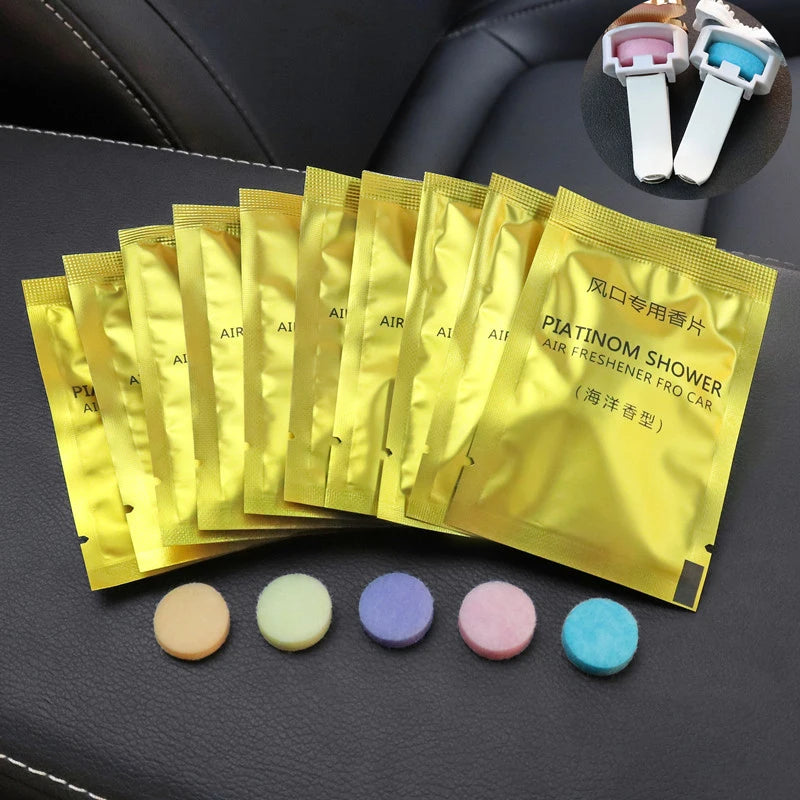 5/10Pcs Car Air Vent Clip Freshener Refills Solid Fragrance Replacement Pads Long Lasting Home Auto Air Freshener Refill Tablets