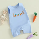 Infant Easter  Adorable Sleeveless Round Neck Rabbit Embroidered Loose Fit Romper Baby Jumpsuit Toddler Outfit for Spring