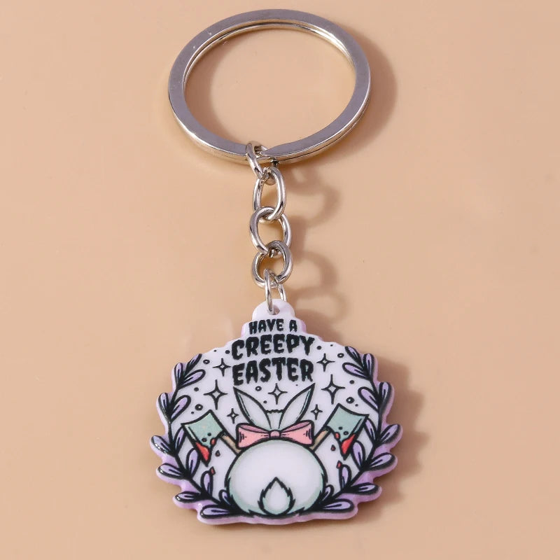 Cute Funny Easter Chicken Hen Keychain Animal Keyring Pendants for Women Girls Handbag Accessories DIY Jewelry Gifts