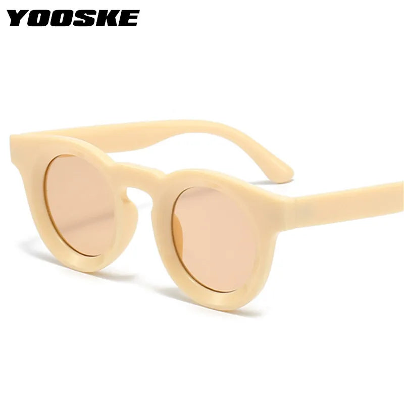 YOOSKE Retro Round Sunglasses Men Women Personality Classic Black Red Sun Glasses Female Fashion Jelly Color Goggle Shades UV400