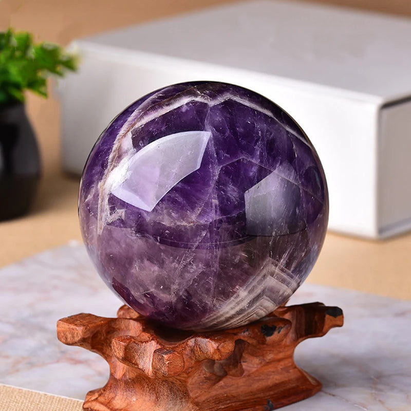 Natural Crystal Ball Fantasy Amethyst Crystal Ball Decoration Polished Home Decoration Exquisite Crafts Gifts Souvenirs Collecti