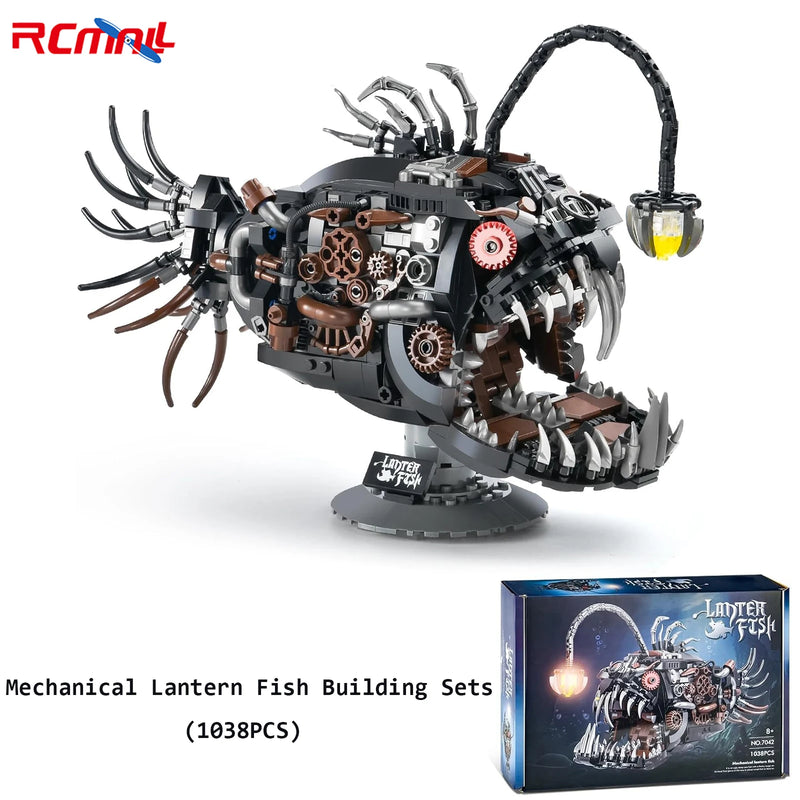 Mechanical Lantern Fish Building Sets Ocean Animal Collection MOC Bricks Assembling Model Toys for STEM Building Gift (1038PCS)