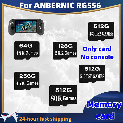 Für ANBERNIC RG556 Handheld Retro-Spielekonsole Speicherkarte SD-Karte TF-Karte 512G 60000 Spiele 512G 480 PS2-Spiele 510 PSP-Spiele
