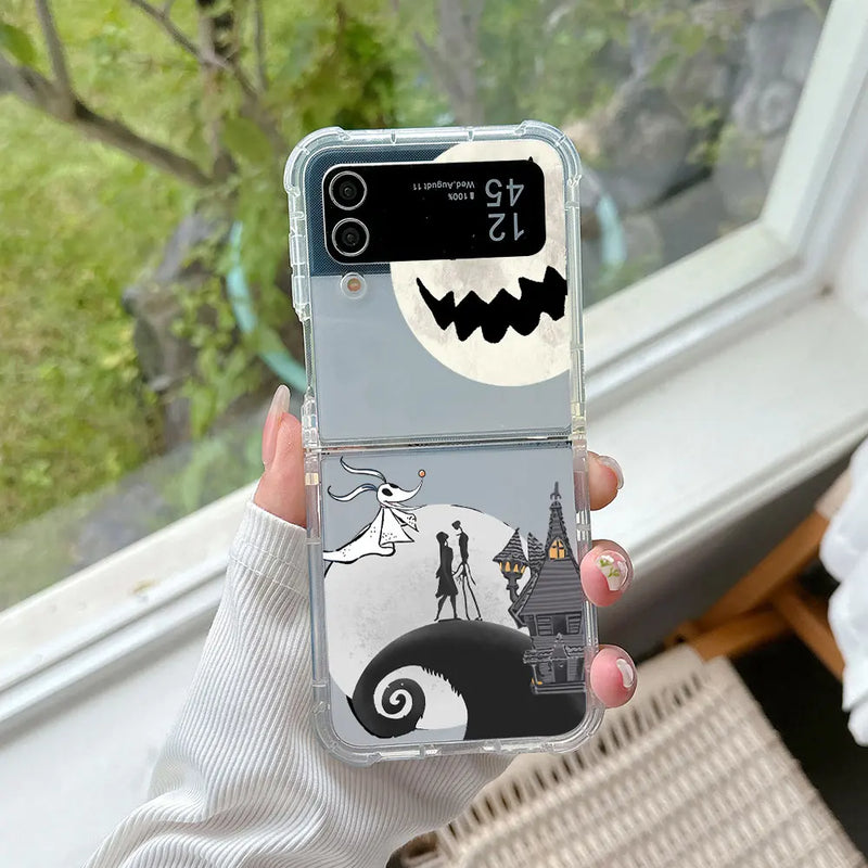 Funny The Nightmare before Christmas Phone Case for Samsung Galaxy Z Flip 3 4 Z Flip 5 Z Fold 4 5G PC Soft Anti-fall Back Cover