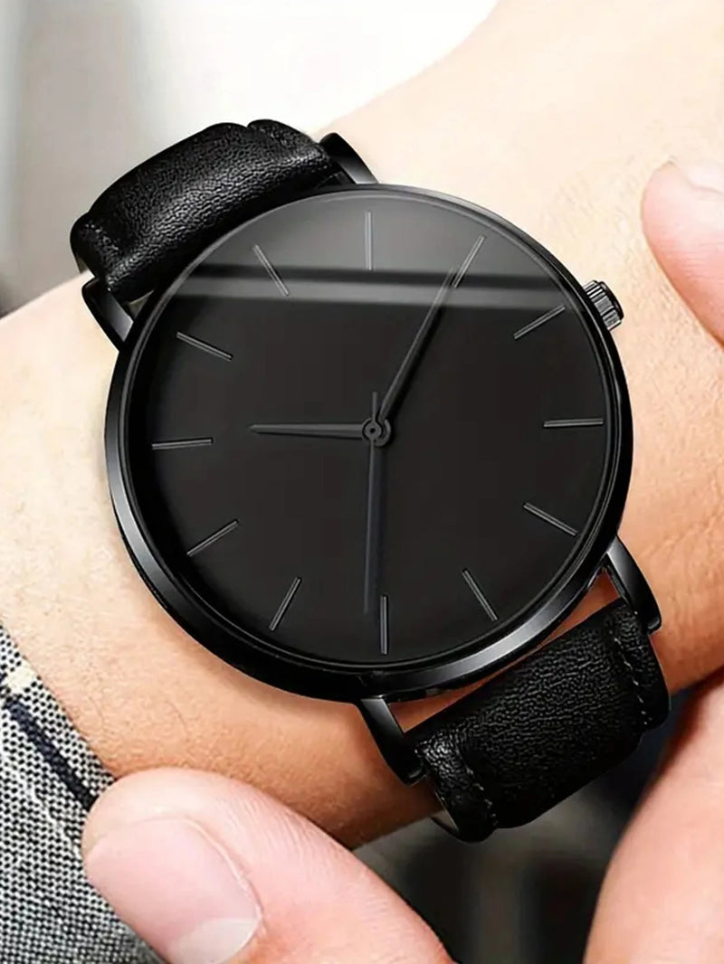 3PCS Simple scale Rhinestone men's quartz watch with Wallet Swivel Pen office set selected gift