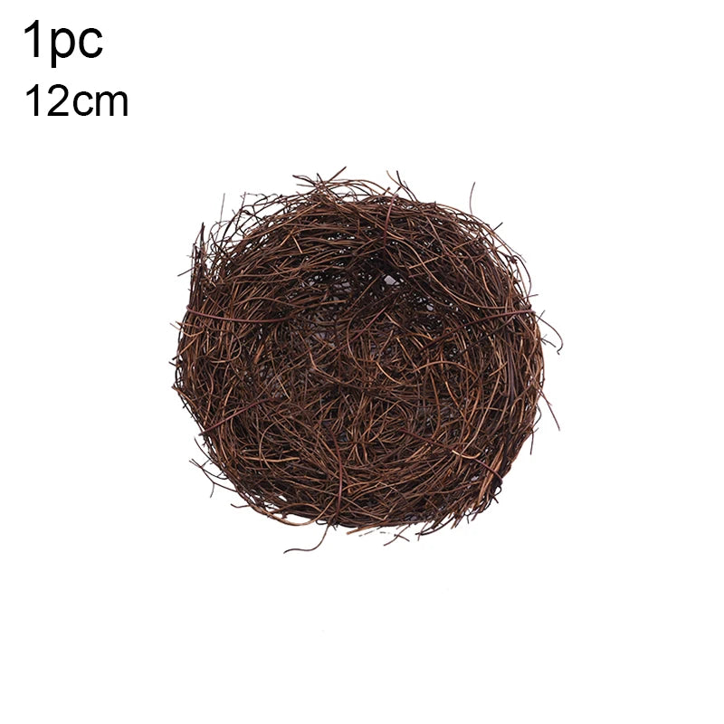 8-25cm Round Rattan Bird Nest Easter Decoration Bunny Eggs Artificial Vine Nest For Home Garden Decor Happy Easter Party Supply