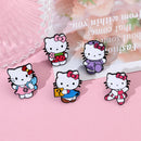 5 Pcs Cartoon Character Brooch Set Cute Hello Kitty Enamel Pin Backpack Clothing Jewelry Metal Badge Accessories Gift for Friend
