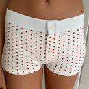 New Women's Casual Lounge Shorts Y2K Vintage Low Waist Button Closure Graphic Printed Aesthetic Slim Pajama Bottoms Sleepwear