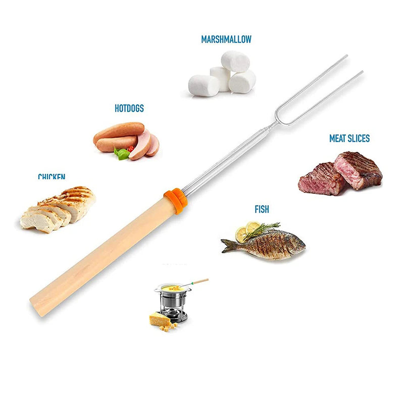 Marshmallow Roasting Stick Retractable 81cm Long Metal Grilling Skewer Grill Set, Retractable Grilling Fork, Camping, Campfire
