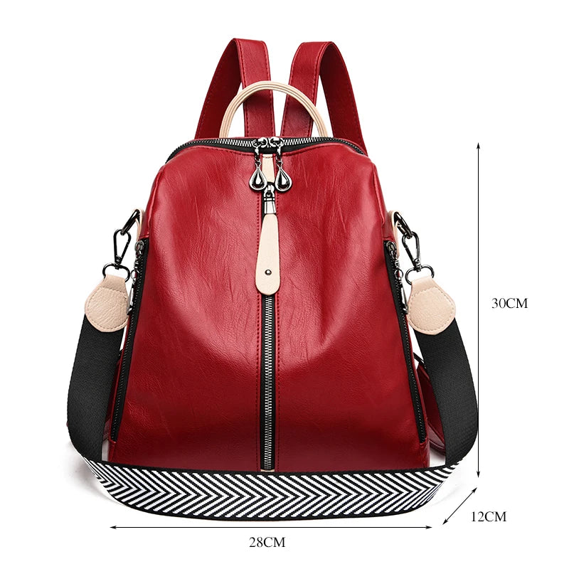 Fashion Backpack Female Soft leather Rucksack Women Shoulder Bag Ladies Travel Back Pack Large Capacity Dayback Bookbag for Girl