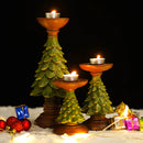 NORTHEUINS Resin Christmas Tree Candle Holder Figurines Christmas Decorations Candlestick Craft Home Interior Living Room Decor