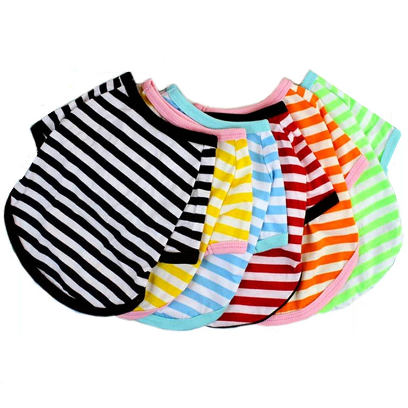 Summer Dog Shirt Vest Dog T-Shirts Soft Cool Shirts Stripe Vests Breathable Clothes for Puppy Kitty Cats Small Medium Dogs