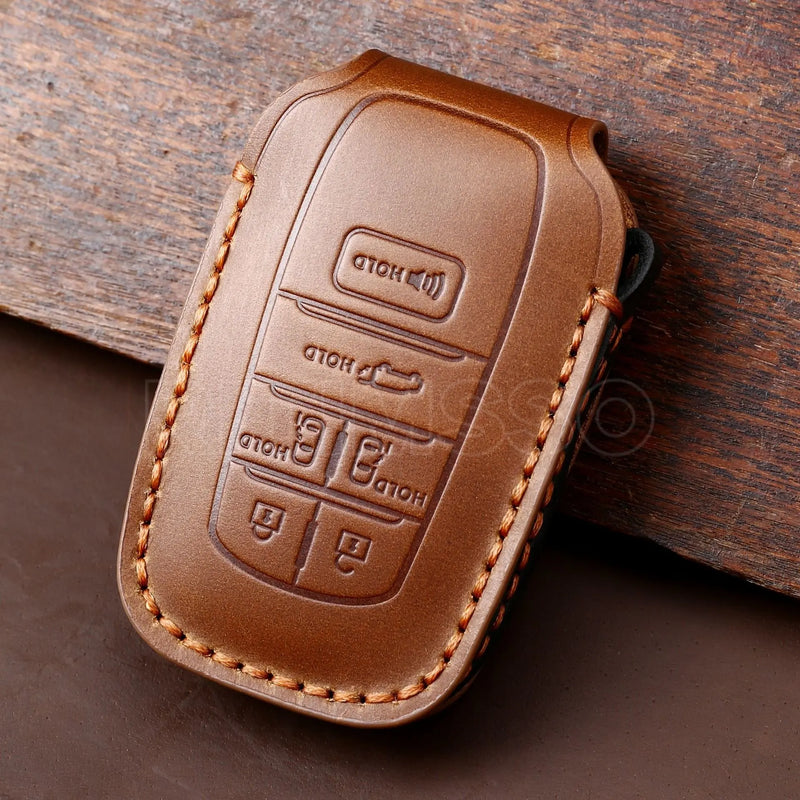 Leather Car Key Case Cover for Toyota Sienna Smart Car Key Fob 2021 2022 5/6 Buttons Remote Keyless Protector Holder Accessories