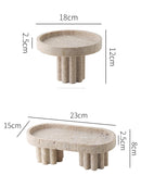 Luxury Marble Serving Tray with Legs, Decorative Travertine Dish for Coffee Table Decor, Stone Vanity Tray for Perfume Candles