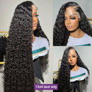 Deep Wave 13x6 13x4 HD Transparent Lace Frontal Human Hair Wigs Brazilian 100% Remy Hair 13x4 Water Curly Front Wig For Women