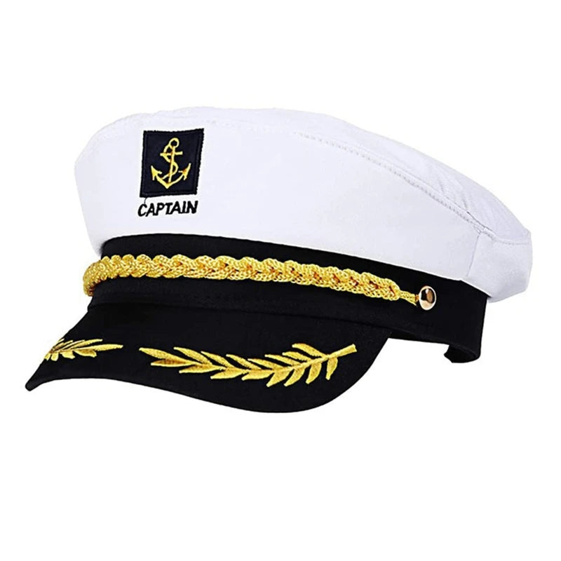 Yacht Captain Hat Navy Marine Hat Adjustable Sailor Captain Costume Men Boat Navy Hat for Adult Kid Men Women