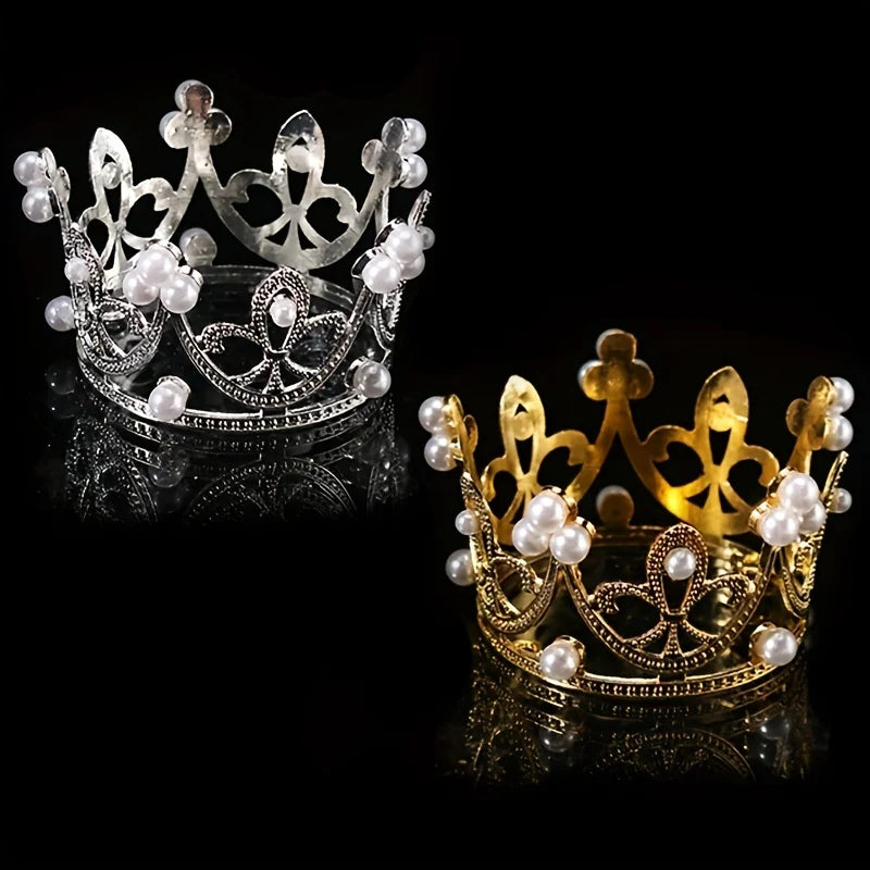 5/25/50/pcs Mini Golden Silver Plastic Crown for Craft Decoration Cake Decor Princess Queen Crown Party Wedding Pearl Crown