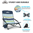 Tisetrail Portable Beach Chair For Adults Low Back Sling Chair With Cup Holder Folding Mesh Sand Chair Lightweight Lawn Chair Fo