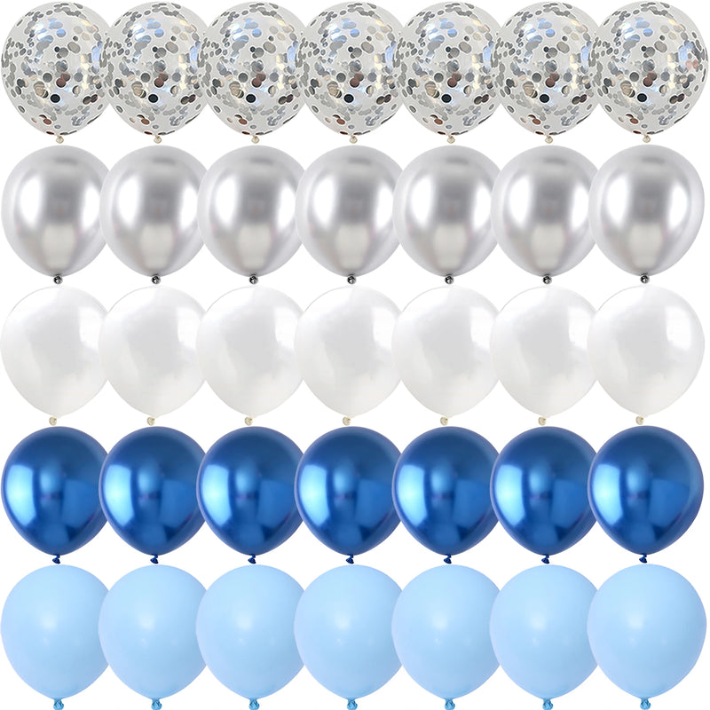 40PCS Silver Night Blue White Balloons Gender Reveal Wedding Valentine's Day Baby Shower Birthday Globos Party Decorations