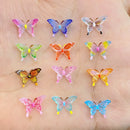 50Pcs New Cute Resin Mini Cartoon Colorful Butterfly Flat Back Manicure Parts Embellishments For Hair Bows Accessories
