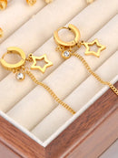 Lokaer Vintage Perlensternaugen Charm Ohrringe für Damen Wasserdicht Edelstahl Zirkonia Kristall Creolen Schmuck серьги E23226