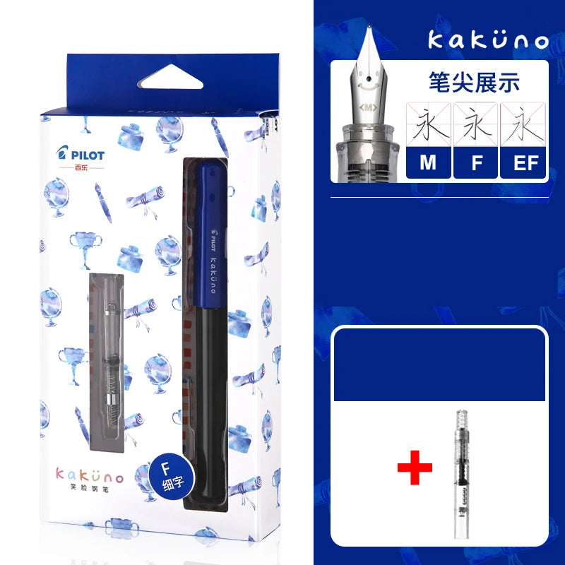 PILOT KaKuno Smile Face Fountain Pen FKA-1SR Replaceable Ink Bag Writing Smooth Stationery School Supplies Office Gift Box