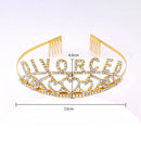 Black Gold Just Divorced Sash Tiara Crown Headband for Women Happy Divorce Party Decoration Supplies Favor Gifts