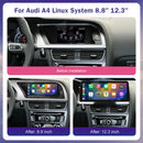 8.8"12.3" Car Multimedia Linux Touch Screen For Audi A4 2009-2015 Wireless CarPlay Android Auto Airplay Car Multimedia