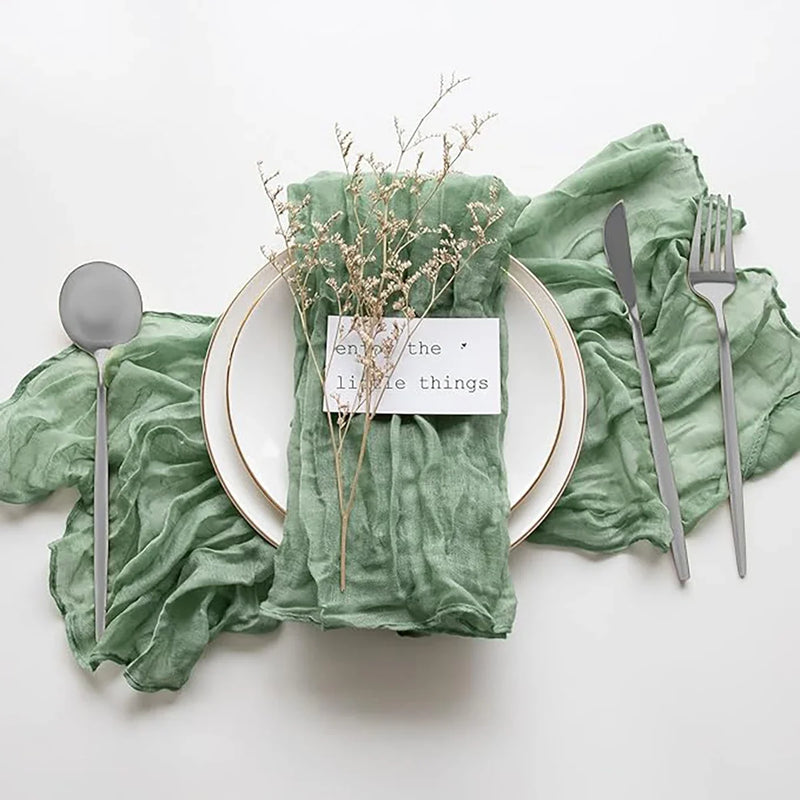 60Pcs 50x50cm Sage Green Napkins Boho Gauze Serving Table Decor Dinner Towel Cocktail For Wedding Thanksgiving Easter Decoration