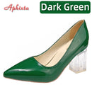 Aphixta 7cm High Heels Damen Orange Leder Pumps Weibliche Hochzeit Grüne Transparente Schuhe Drop Shipping Übergröße 30-50