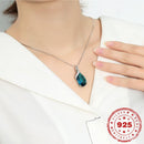 HOYON Reiner 925 Sterling Silber Schmuck Einzelner Anhänger für Halskette Collares Frauen Wassertropfen Blauer Edelstein Zirkon Bijoux Geschenke