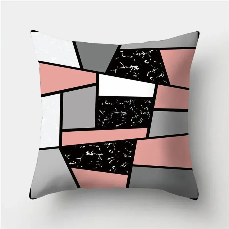 Geometry Cushion Cover Polyester Pillowcase Decorative Sofa Cushions Red Yellow Pink Pillowcover Home Decor Pillowcase 45x45cm