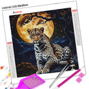 Huacan DIY Cheetah Diamond Painting Night Moon New Arrivals 2025 Diamond Mosaic Full Tree Wall Decor