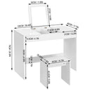 WOLTU 1SET White Dressing Table with Makeup Mirror Stool Foldable Vanity High Gloss Table Top Cosmetic Dresser Set for Bedroom