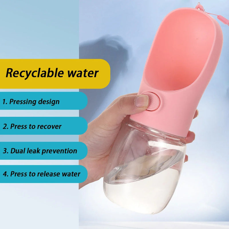 Portable drinking water supplies for dogs and cats, food grade materials, outdoor portable pet water bottles that can be hung