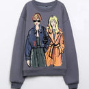 Sivatu TRAF Women Sweatshirts 2023 New Fashion Beauty Girls Print Casual Sweatshirts Female O Neck Hoodies Chic Pullovers Tops