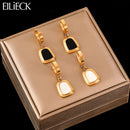 EILIECK 316L Stainless Steel Black White Geometric Earrings For Women Girl Fashion Ear Dangle Jewelry Holiday Gift Bijoux Серьги