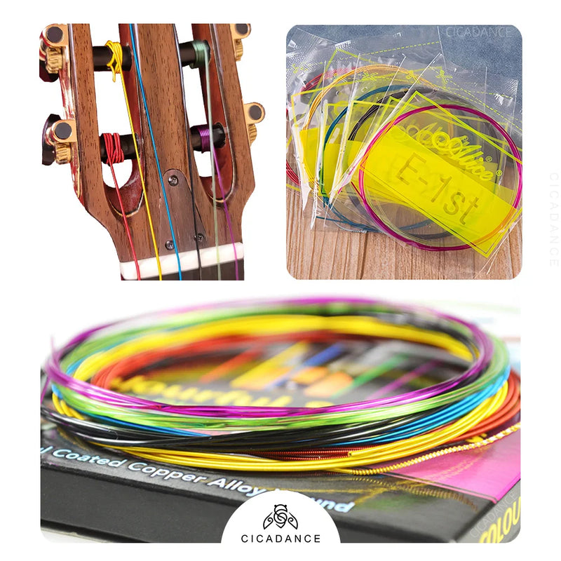 Classical Guitar Strings Colorful Anti-rust Coating Unique A Set of Six High-quality Nylon Crisp Bright Sound Comfortable To Pla