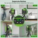 Huepar HM03CG Laser Level Green Beam 12 Lines Self-leveling Cross Line Tools With Rangefinder & Detector & Hard Carry Case