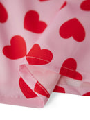 Women s Valentine s Day Pajama Set with Heart Print Short Sleeve Top and Drawstring Shorts Cute Sleepwear Loungewear Set for