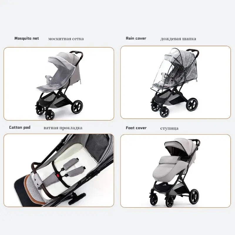Baby Stroller Lightweight High Landscape Foldable Stroller Multifunctional Newborn Baby Four-wheeled Shock-absorbing Stroller